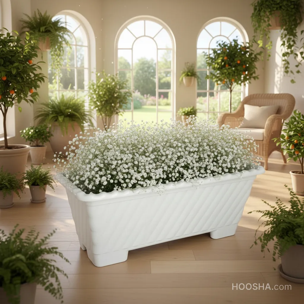 گل عروس ژیپسوفیلیا و مزایای کاشت آن در گلدان باکس مستطیلی سیدوسGypsophila and the benefits of planting it in a Sidoos rectangular box pot گلدان پلاستیکی Plastic pot, plastic vase مجموعه تولیدی سیدوس ,تولید کننده گلدان پلاستیکی سیدوس ,بیش از 120نوع, اعم از گلدان استوانه ای پلاستیکی سیدوس,گلدان الماسی پلاستیکی سیدوس,گلدان مربعی پلاستیکی,گلدان مثلثی پلاستیکی,گلدان گرد پلاستیکی ,باکس مستطیلی,در اندازه های کاکتوسی تا درختچه ای