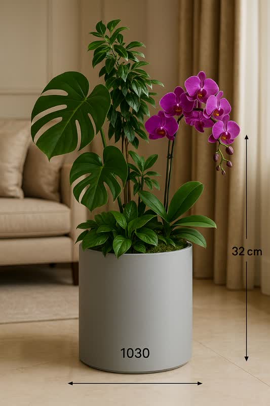گلدان پلاستیکی استوانه ای درختچه ای سایز 6(اندازه 30*30)