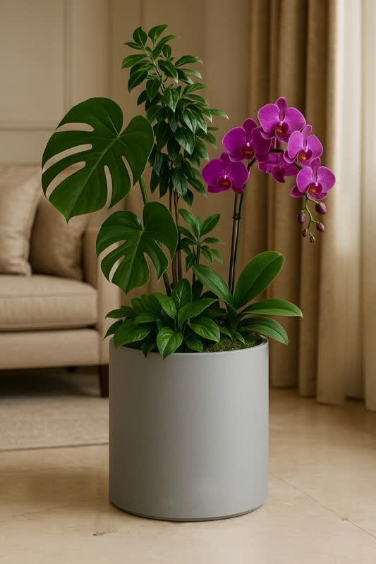 گلدان پلاستیکی استوانه ای درختچه ای سایز 6(اندازه 30*30)