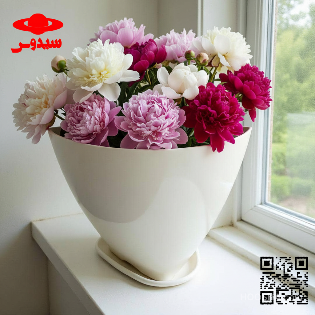 گل پیونی(Paeonia) در گلدان پلاستیکی سیدوسPeony (Paeonia) in a plastic pot from Sidoos مجموعه تولیدی سیدوس ,تولید کننده گلدان پلاستیکی سیدوس ,بیش از 120نوع, اعم از گلدان استوانه ای پلاستیکی سیدوس,گلدان الماسی پلاستیکی سیدوس,گلدان مربعی پلاستیکی,گلدان مثلثی پلاستیکی,گلدان گرد پلاستیکی ,باکس مستطیلی,در اندازه های کاکتوسی تا درختچه ای